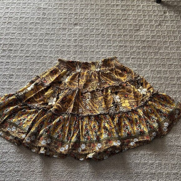 Rachel Zoe Ruffle Tiered Mini Skirt Womens Small S Floral Boho Fairy Peasant - Picture 7 of 8